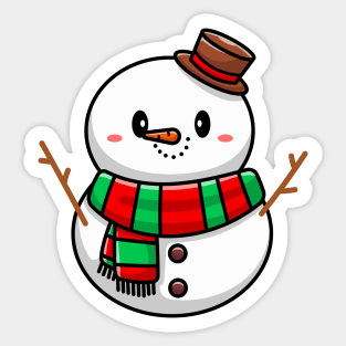 Cute Snowman Cartoon Vector Icon Illustration Sticker